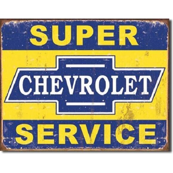 Chevrolet Super Service Tin Sign Retro Vintage 16" x 12.5" New Auto - Picture 3 of 3